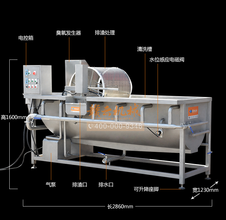 中央厨房净菜流水线全自动生产加工叶菜根茎类果蔬的设备(图5)