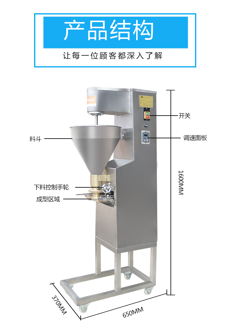 调速成型肉丸机挤出丸子成型机自动成型鱼丸机猪肉丸牛肉丸加工机(图2)